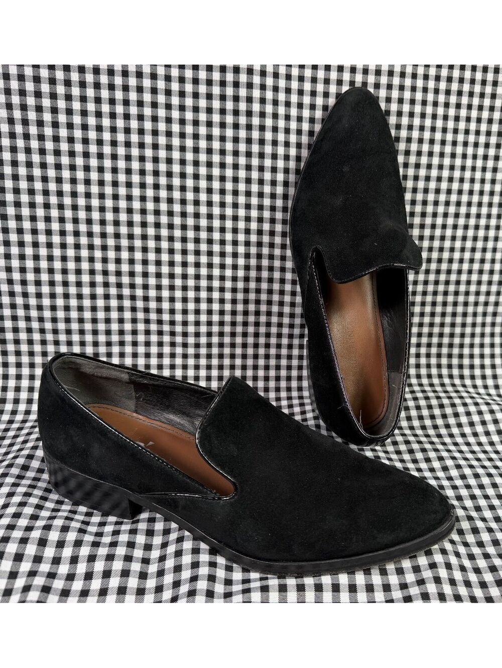Donald J Pliner Womens 8 M Black Suede Smoking Loafers Pointed Toe Leather Sole